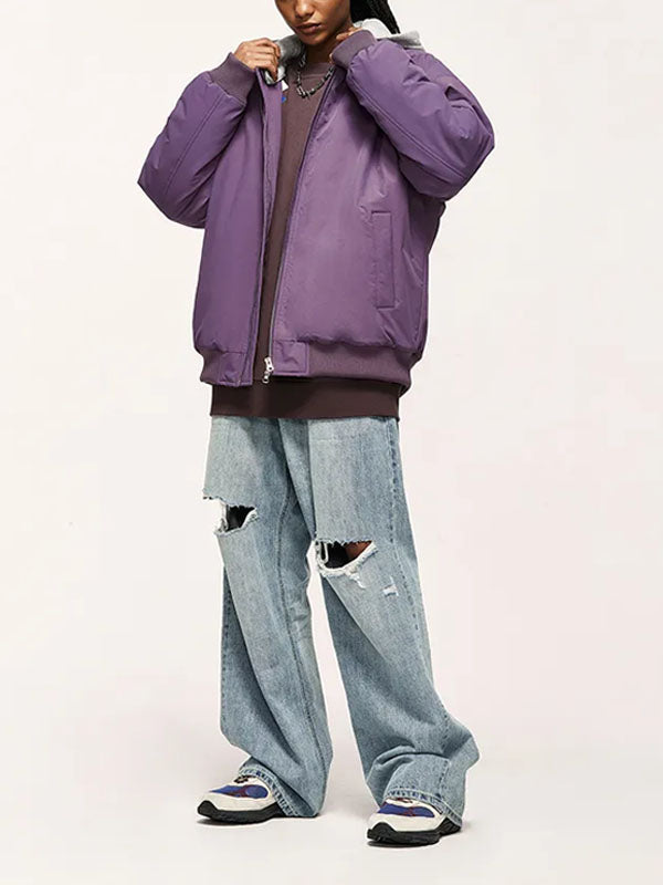 Bomber Jacket with Detachable Hood in Purple Color 4