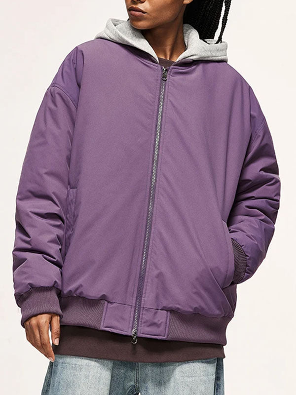 Bomber Jacket with Detachable Hood in Purple Color 8