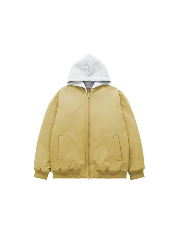 Bomber Jacket with Detachable Hood in Yellow Color