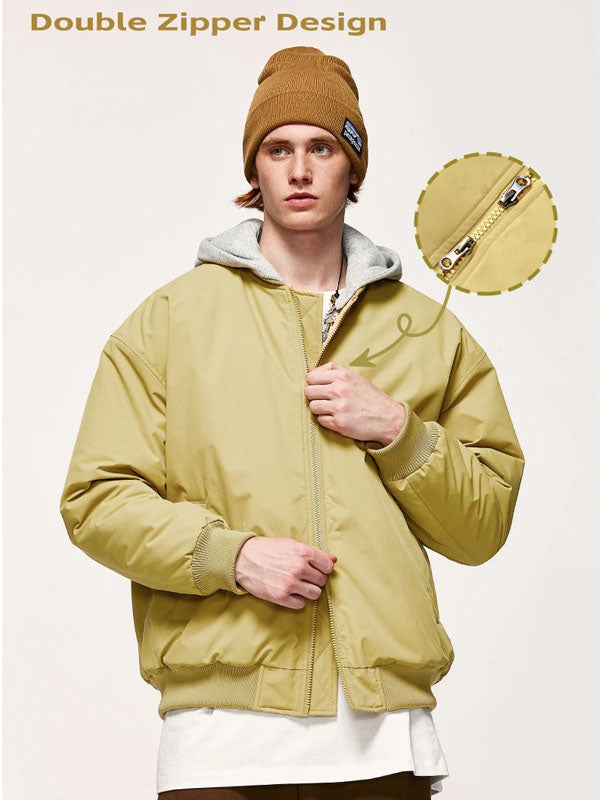 Bomber Jacket with Detachable Hood in Yellow Color 2