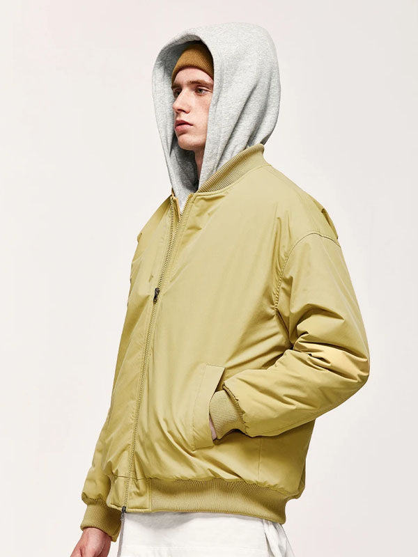 Bomber Jacket with Detachable Hood in Yellow Color 3