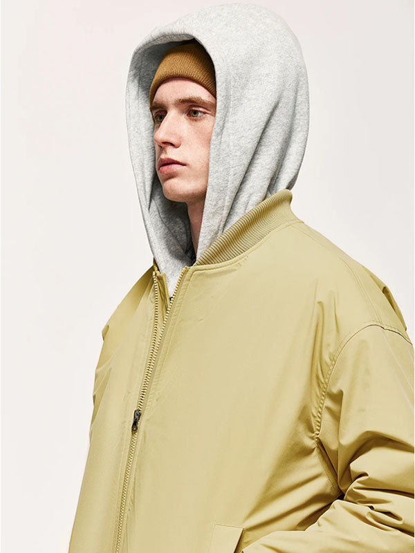 Bomber Jacket with Detachable Hood in Yellow Color 4