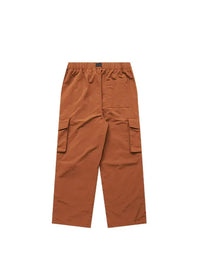 Brick Red Nylon Cargo Pants with Elastic Waist Belt 2