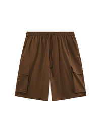 Brown Crepe Fabric Style Cargo Shorts