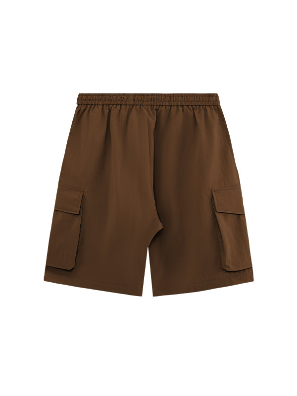 Brown Crepe Fabric Style Cargo Shorts 6