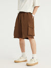 Brown Crepe Fabric Style Cargo Shorts 4