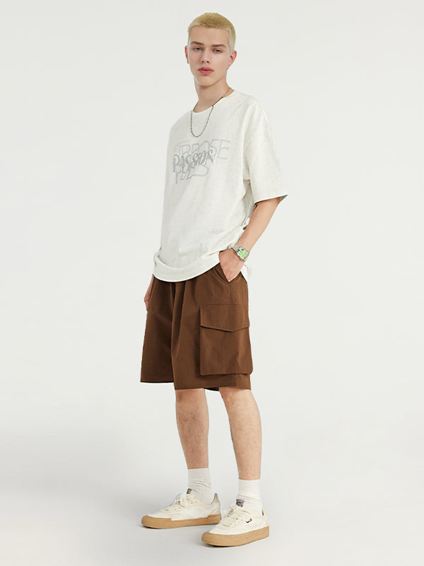 Brown Crepe Fabric Style Cargo Shorts 5