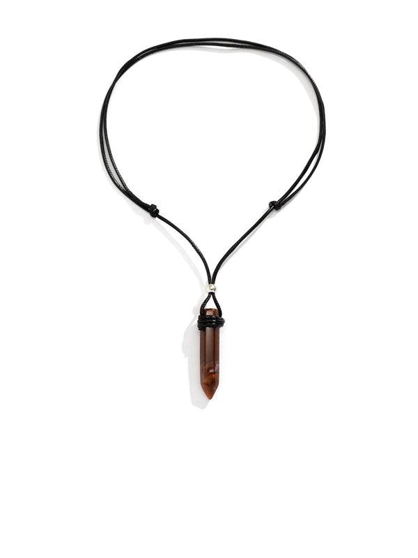 Brown Resin Pendant with Rope Necklace