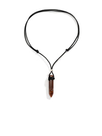 Brown Resin Pendant with Rope Necklace