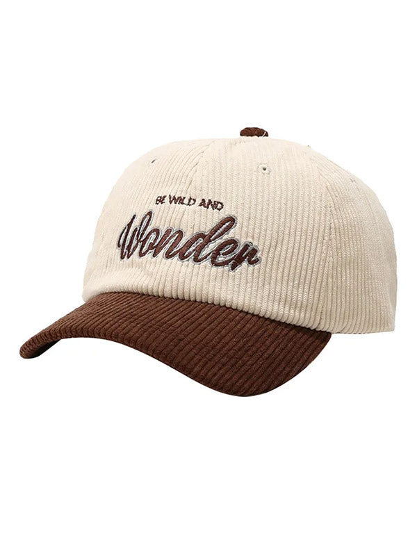 Brown "Be Wild And Wonder" Corduroy Baseball Cap 