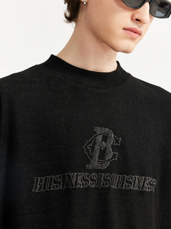 Business Is Business Embroidery T-Shirt in Black Color 3