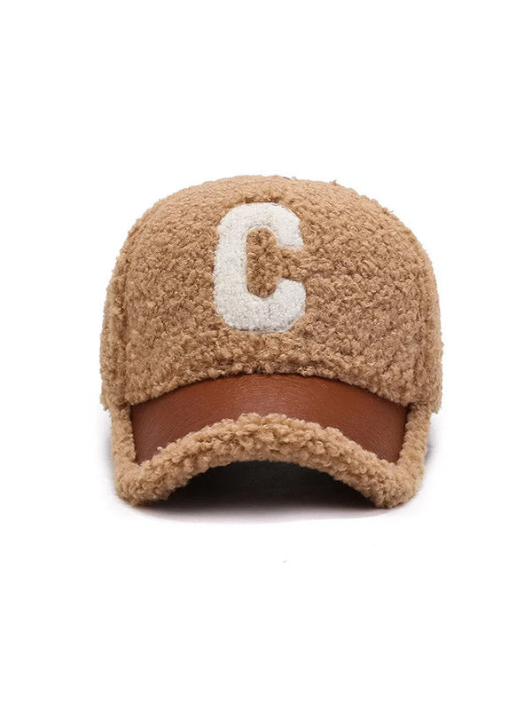 Khaki "C" Faux Wool Baseball Cap 2