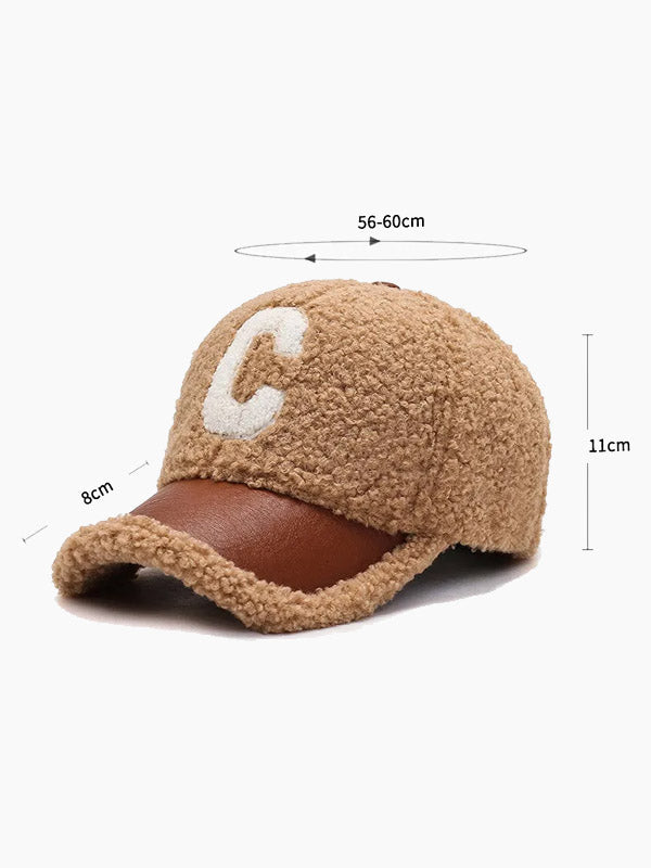 "C" Faux Wool Baseball Cap 7