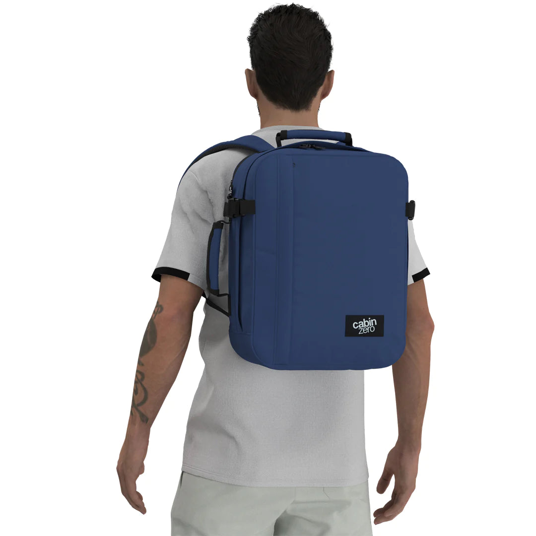 Cabinzero Classic Tech Backpack 28L in Midnight Blue Color 14