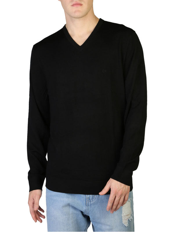 Calvin Klein Wool Long Sleeve Top in Black Color