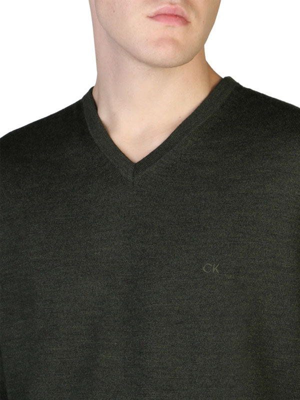 Calvin Klein Wool Long Sleeve Top in Dark Green Color 3