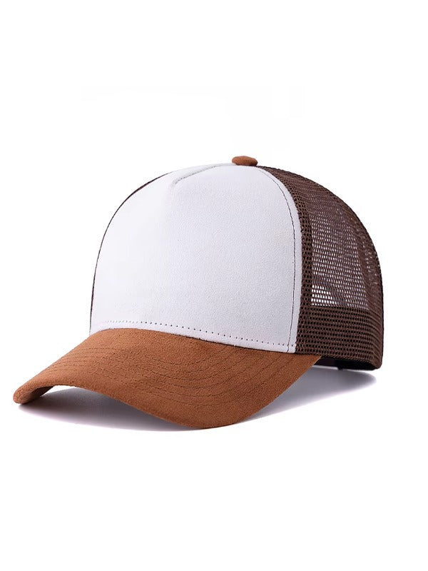 Camel White Curved Brim Trucker Cap