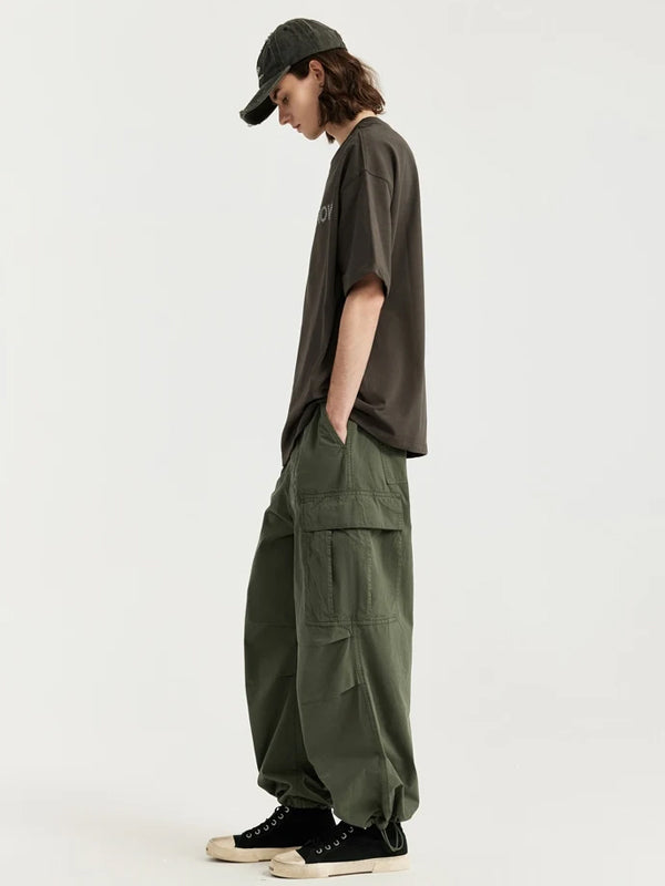 Cargo Pants with Knotted Deco Ring in Army Green Color 3