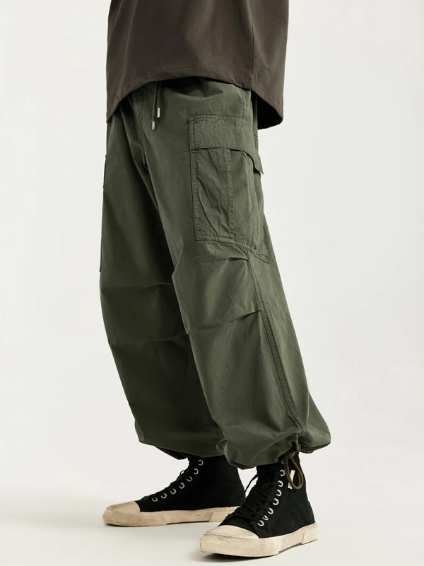 Cargo Pants with Knotted Deco Ring in Army Green Color 2