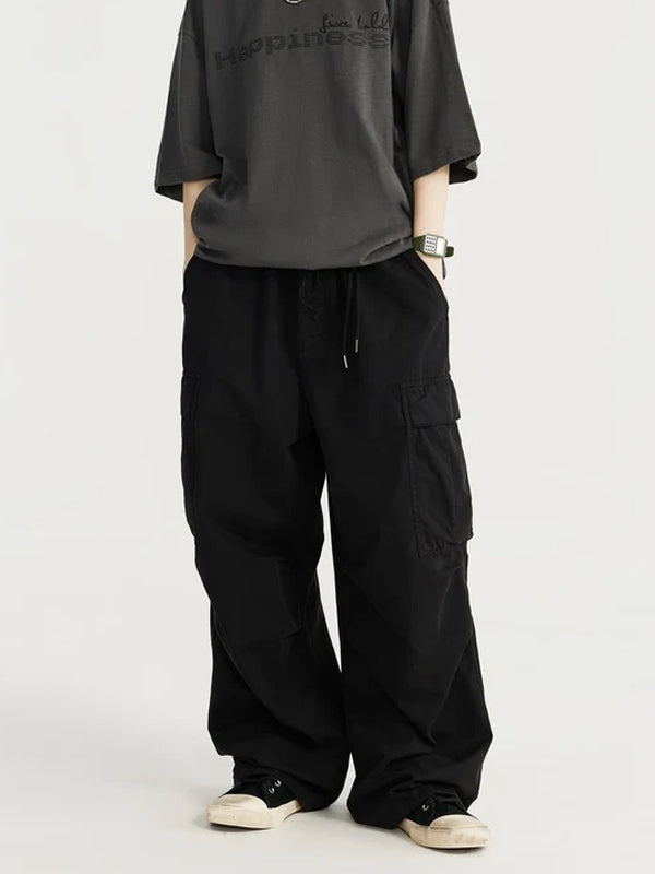 Cargo Pants with Knotted Deco Ring in Black Color   3
