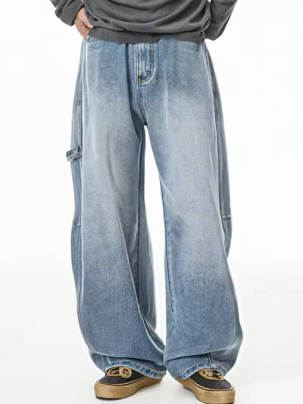 Cargo Wide Leg Vintage Washed Jeans 2