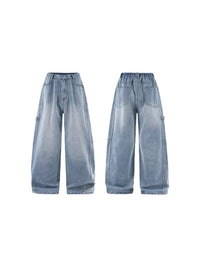 Cargo Wide Leg Vintage Washed Jeans 7