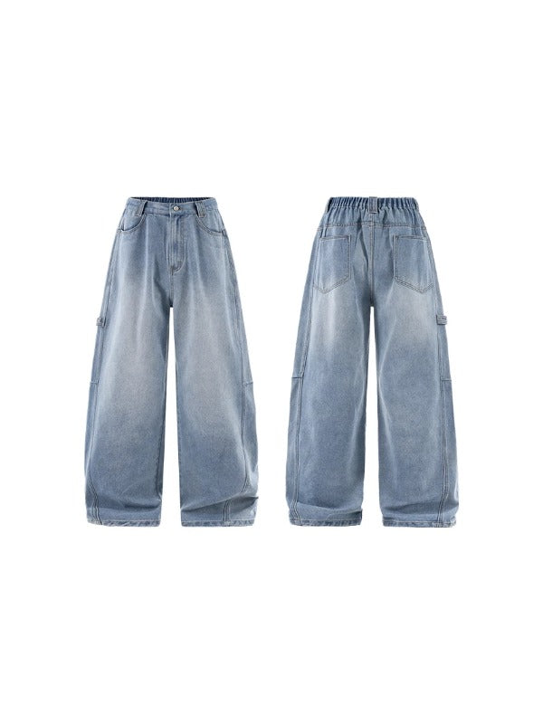 Cargo Wide Leg Vintage Washed Jeans 7