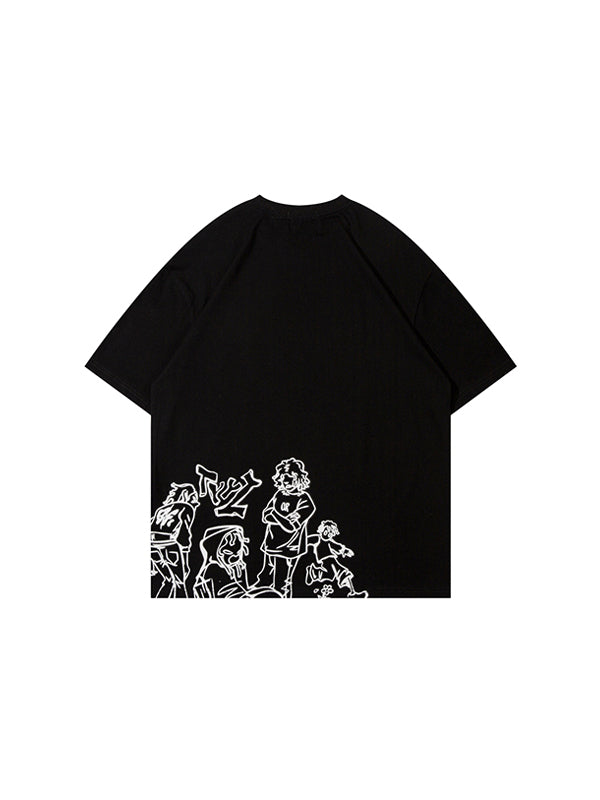 Cartoon Streetstyle T-Shirt in Black Color 2