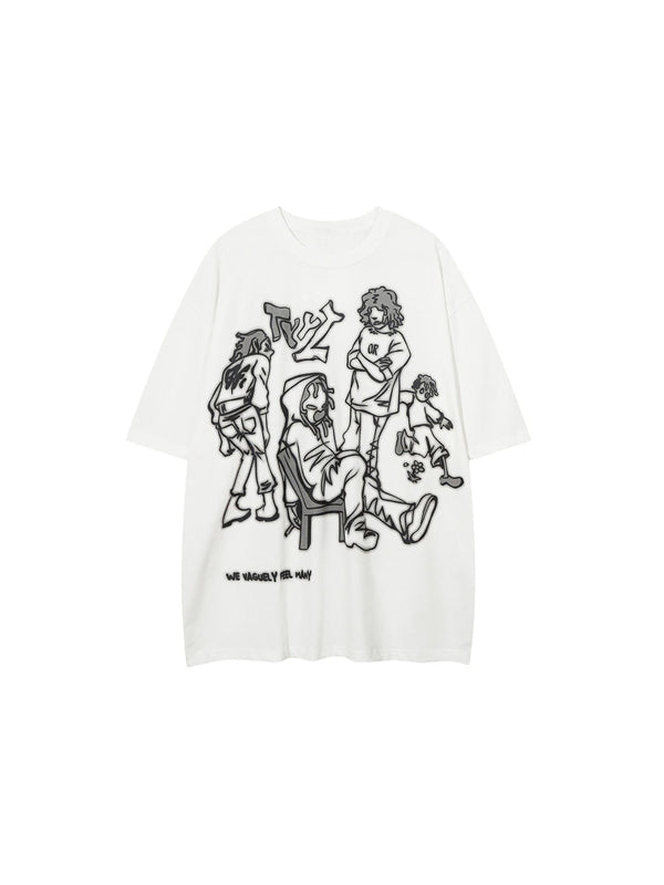 Cartoon Streetstyle T-Shirt in White Color