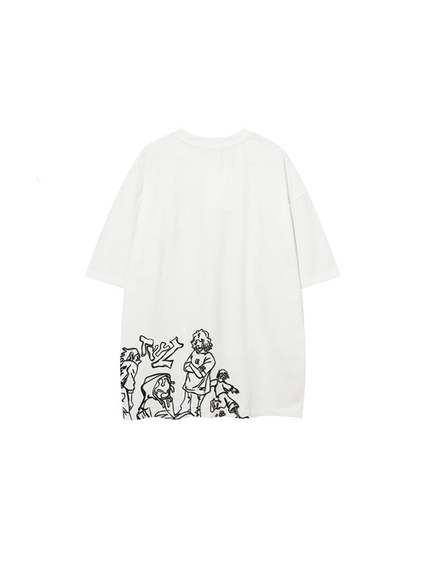 Cartoon Streetstyle T-Shirt in White Color 2