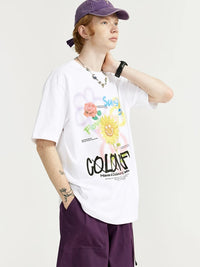 Colorful Weekend Sunflower T-Shirt in White Color 4