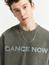 "DANCE NOW" Rhinestone T-Shirt in Grey Color  3