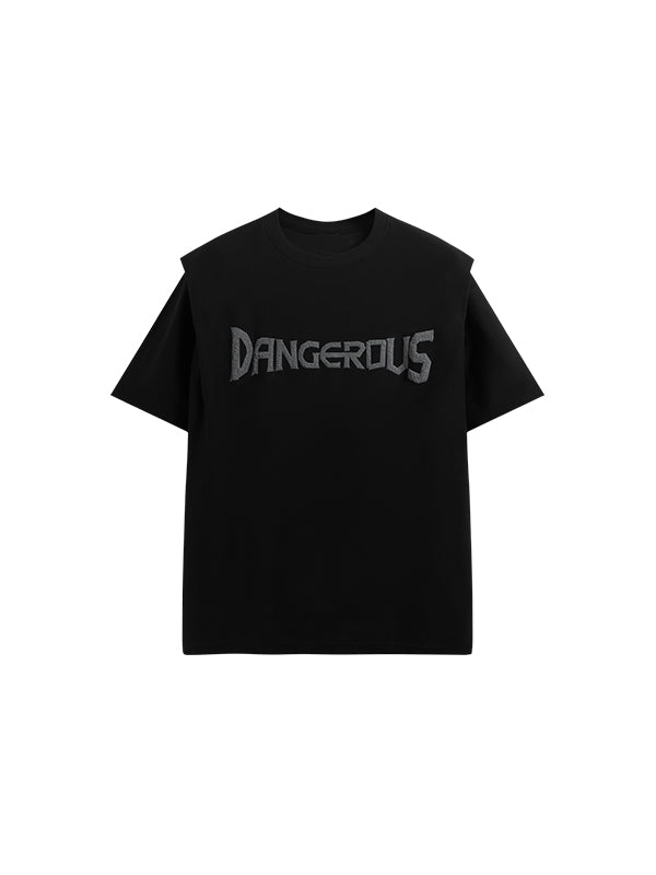 "DANGEROUS" Puffer Print T-Shirt in Black Color