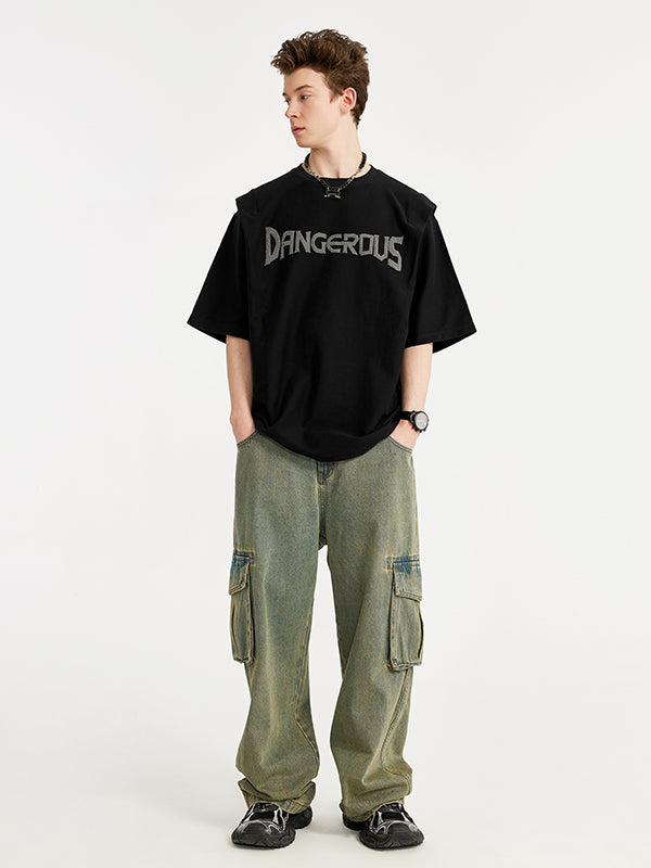 "DANGEROUS" Puffer Print T-Shirt in Black Color 5