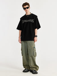 "DANGEROUS" Puffer Print T-Shirt in Black Color 8