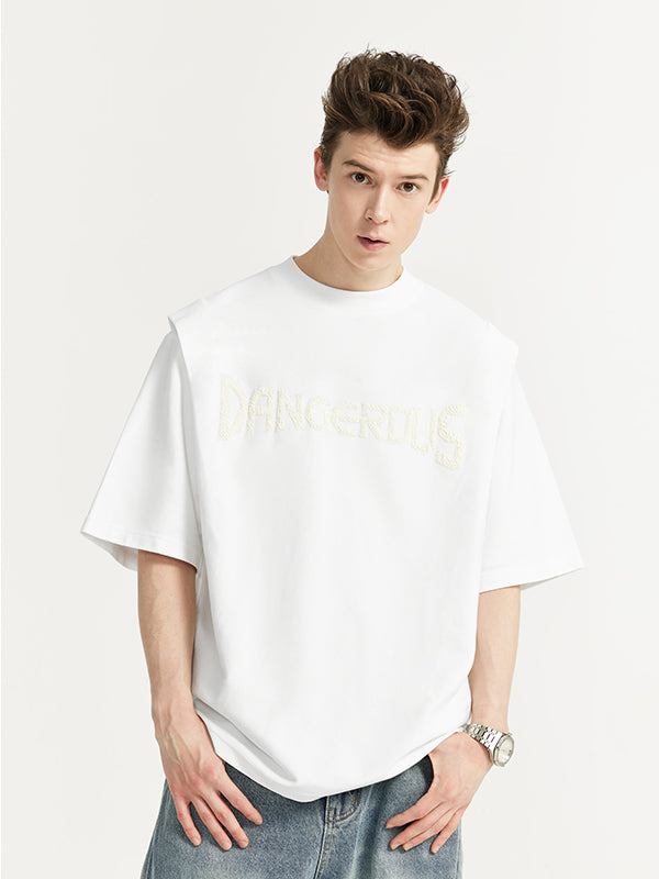 "DANGEROUS" Puffer Print T-Shirt in White Color 4