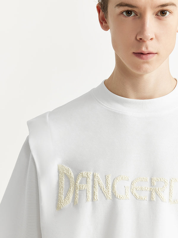 "DANGEROUS" Puffer Print T-Shirt in White Color 5