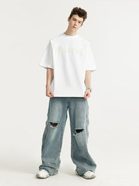 "DANGEROUS" Puffer Print T-Shirt in White Color - THIS IS FOR HIM