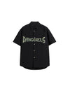 "DANGEROUS" Short Sleeve Oversized Shirt in Black Color