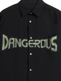 "DANGEROUS" Short Sleeve Oversized Shirt in Cream Color