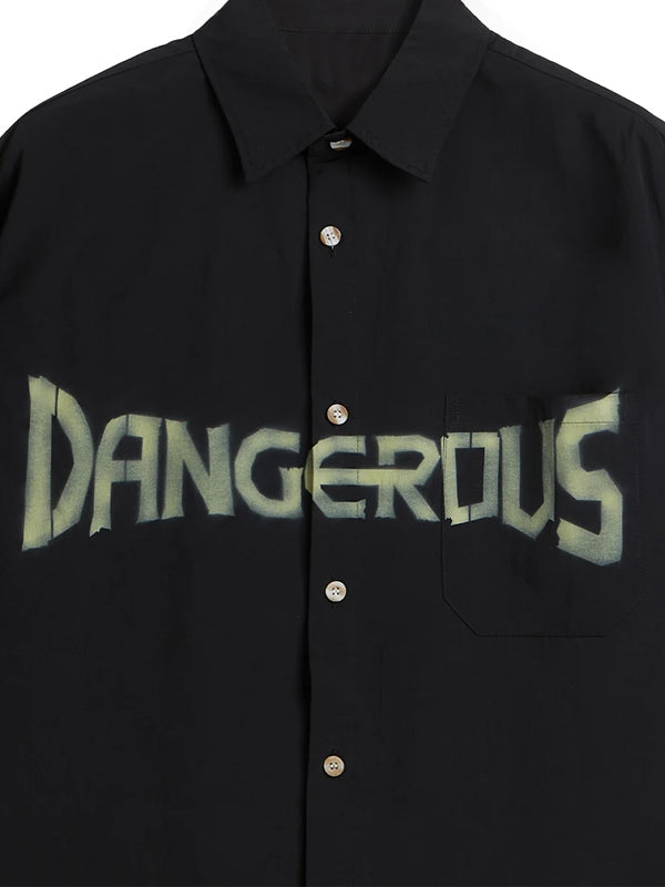 "DANGEROUS" Short Sleeve Oversized Shirt in Cream Color