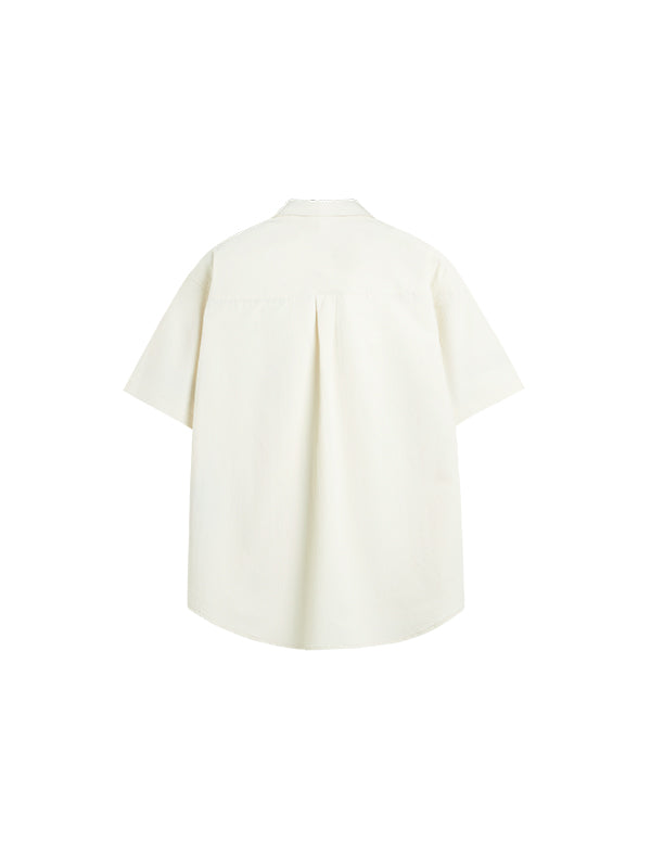"DANGEROUS" Short Sleeve Oversized Shirt in Cream Color 2