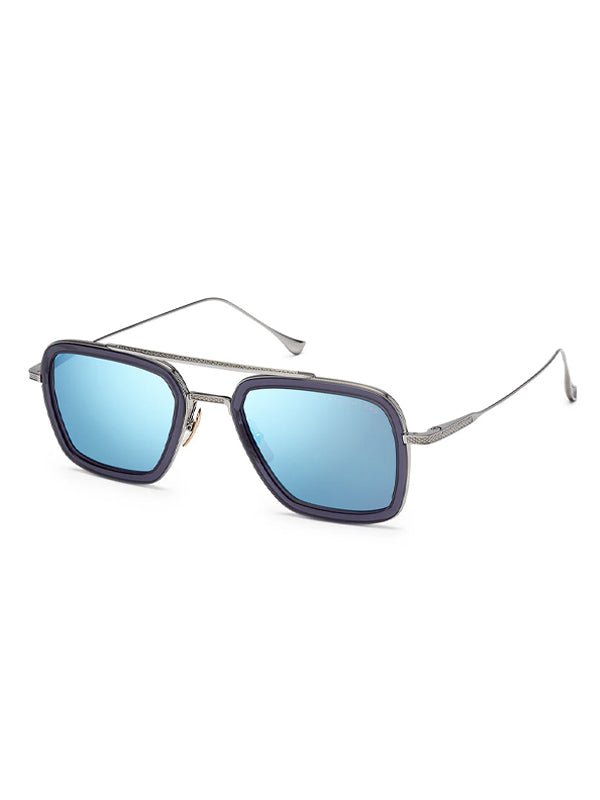 DITA FLIGHT.006 Sunglasses in Smoke Grey Crystal-Black Palladium With Grey-Blue Mirror Lens Color