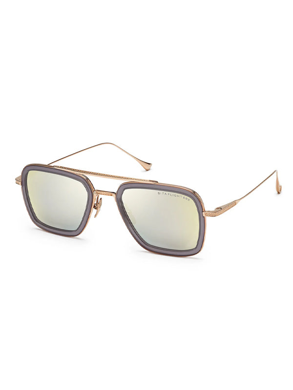 DITA FLIGHT.006 Sunglasses in Matte Grey Crystal-12K Gold with Grey-Milky Gold Flash Lens Color