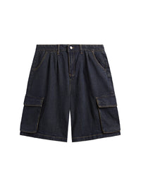 Dark Blue Cargo Denim Shorts 