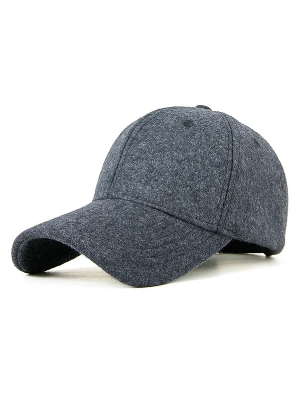 深灰色封闭式毛毡棒球帽