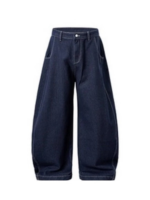 Denim  Washed and Distressed Machete Baggy Jeans