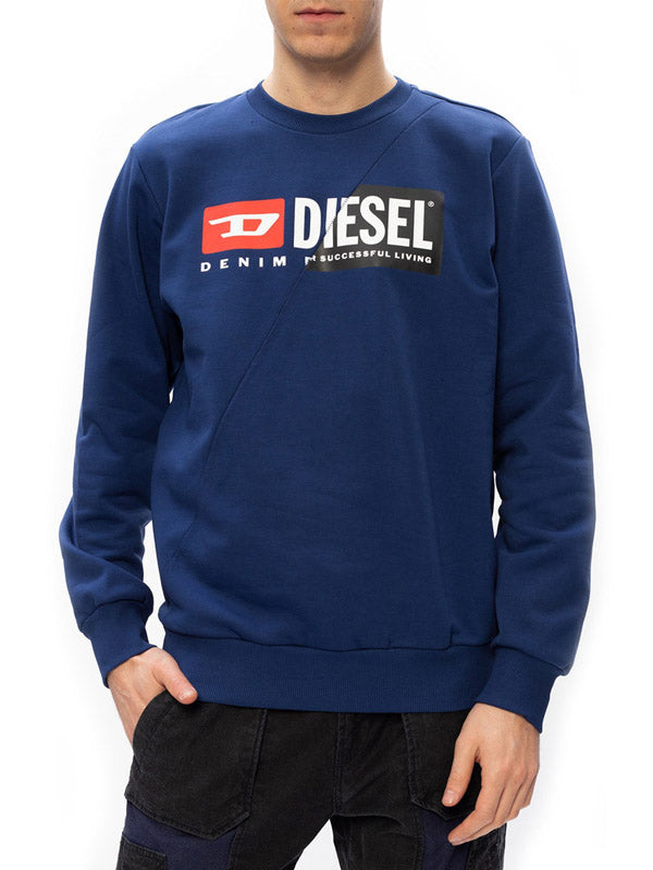 Diesel Split Logo Sweater in Blue Color