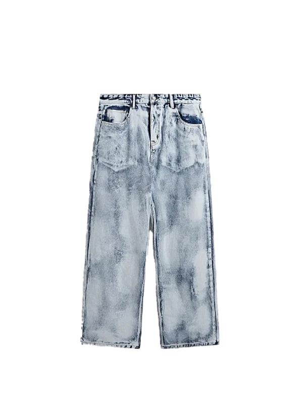 Distressed Dyed Gradient Washed Wide Leg Jeans