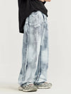 Distressed Dyed Gradient Washed Wide Leg Jeans 6